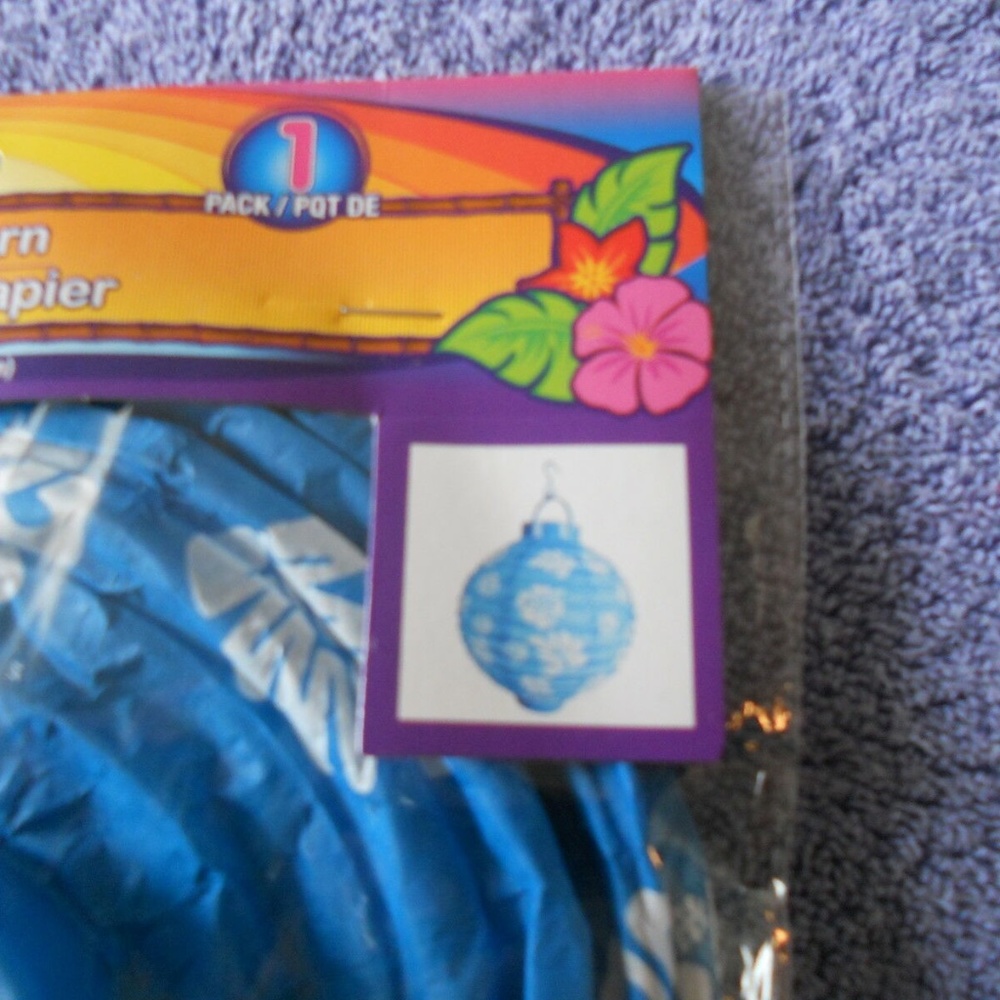 New Paper Lantern Blue 8 in Hibiscus Flower
